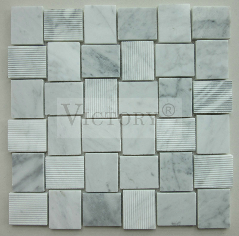 Outdoor Mosaic Tiles Floor And Decor Mosaic Tile Mosaic Floor Tiles Mosaic Bathroom Floor Tiles Marble Mosaic Floor Tile Natural Carrara White Marble Stone Mosaics for Home, Hotel Wall Mixed Brown Color Decorative Pattern Stone Mosaic Featured Image