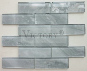 Interior Latest Design Popular Wall Decor Strip Shape Brown Subway Bathroom Laminated Crystal Marble Stone  Pattern Wall Tiles Mosaic