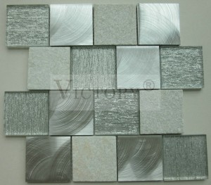 European Style Dining Hall Interior Wall Glass Mosaic Tiles Good Price Gold Color Glass Mixed Stone Mosaic for Interior Wall
