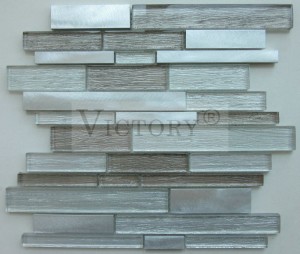 Glass Mosaic Design for Kitchen Backsplash Gradient Brown Glass Mosaic Strip Laminated Glass Aluminum Crystal Mosaic Tile