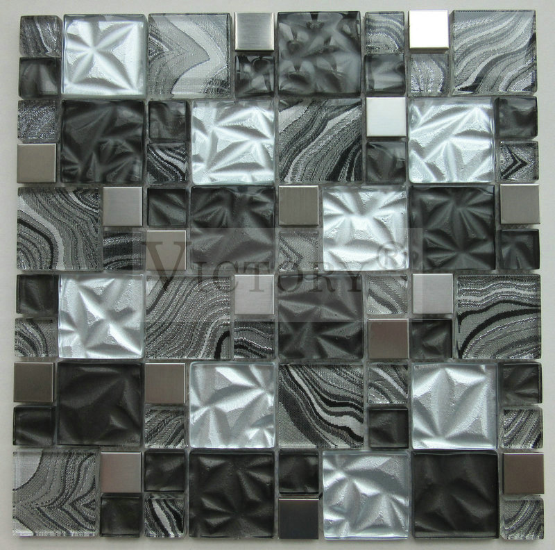 Italian Mosaic Tile –  Flower Mosaic Stainless Steel Mosaic Glass Mosaic Tile Art Metallic Mosaic Bathroom Tiles – VICTORY MOSAIC