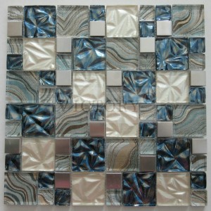 Flower Mosaic Stainless Steel Mosaic Glass Mosaic Tile Art Metallic Mosaic Bathroom Tiles