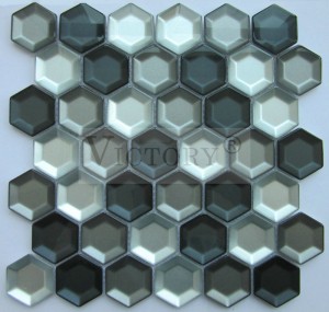 Hexagon Mosaic Tiles New Design Hexagon Glass Mosaic Tile Interior Wall Decoration Mixed Color Crystal Mosaic Hexagon Glass Mosaic Living Room