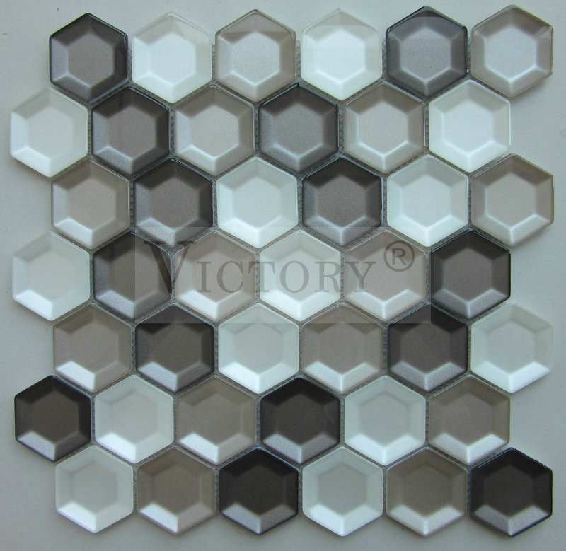Hexagon Mosaic Tiles New Design Hexagon Glass Mosaic Tile Interior Wall Decoration Mixed Color Crystal Mosaic Hexagon Glass Mosaic Living Room Featured Image