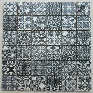 Pattern Looking Beautiful Color Inkjet Digital Printing Square Stone Mosaic Tile Hot Sale Square Inkjet Printing Mix Color Marble Stone Mosaic