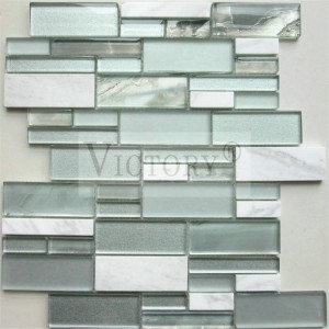 Canton Victory Glass and Stone Mosaic Tile Carrara Marble Mosaic Tiles Marble Mosaic Tile Backsplash