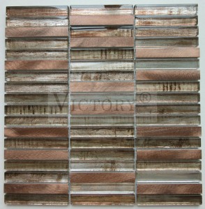 300*300 Metal Tile Strip Glass Mosaic Crystal Mosaic Tile for Lobby Wall Factory Direct Wholesale Good Quality Strip Grey Glass Metal Mosaic Tile