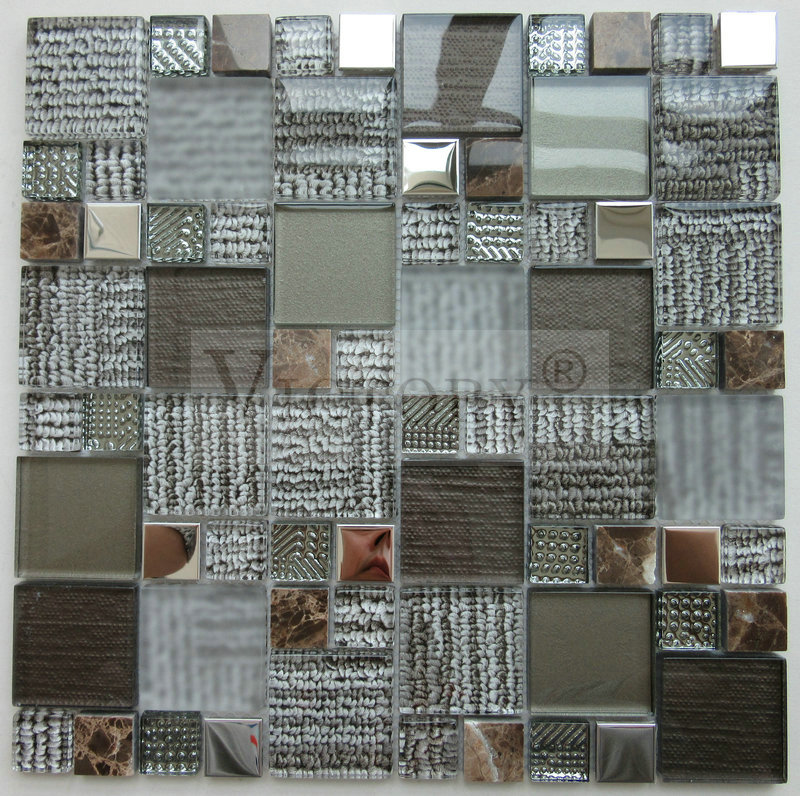 Mosaic Bathroom Tiles –  Black Wire Surface Small Bark & Stainless Steel Glass Mosaic Tiles like Carpet Backsplash Wall Glossy Bathroom Inkjet Strip Glass Mosaic Tile – VICTORY MOSAIC