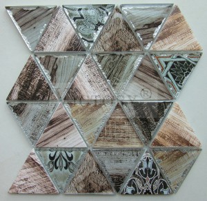 Mosaic Glass Pieces Gray Triangle Pattern Decorative Wall Tile Laminate Crystal Glass Mosaic Tile Modern Triangle Shape Shinny Laminate Mosaic Tiles for Big Wall Decoration
