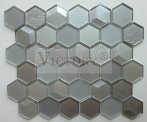 Hexagon Mosaic Tile Crystal Mosaic Tiles Glass Mosaico Blue Glass Mosaic Tiles White Mosaic Tile Backsplash