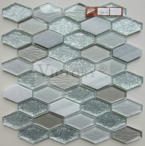 Hexagon Line Marble Mixed Crystal Glass Mosaic Tiles for Wall Decor Black White Glass Stone Crystal Mosaic Tile for Sale