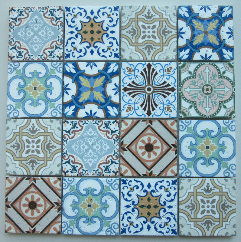 Pattern Looking Beautiful Color Inkjet Digital Printing Square Stone Mosaic Tile Hot Sale Square Inkjet Printing Mix Color Marble Stone Mosaic Featured Image