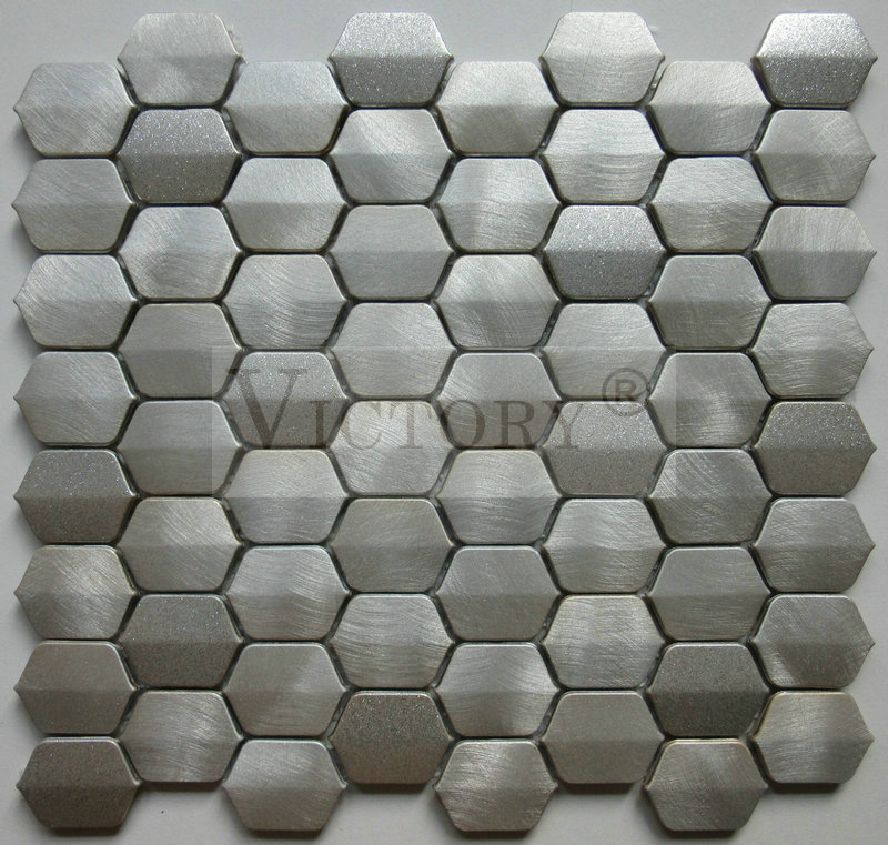China Mosaic On Metal –  Hexagon Mosaic Tile Aluminum Mosaic Metallic Mosaic Bathroom Tiles  – VICTORY MOSAIC