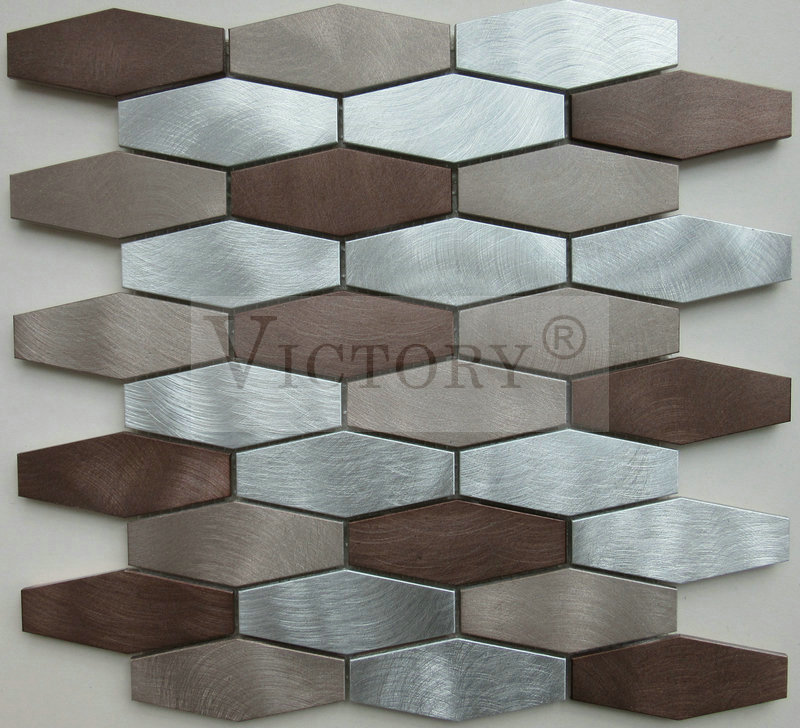 Hexagon Aluminum Glass Mosaic Tile for Home Decoration Glass Mix Metal Mosaic Tile Featured Image
