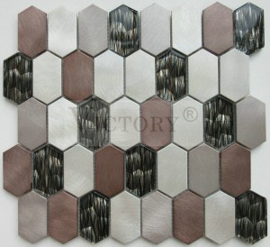 Aluminum Mosaic 3D Hexagon Mosaic Tile Metallic Mosaic Bathroom Tiles Marble And Glass Mosaic Tile