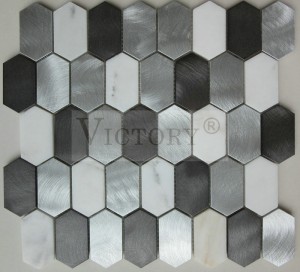 Aluminum Mosaic 3D Hexagon Mosaic Tile Metallic Mosaic Bathroom Tiles Marble And Glass Mosaic Tile