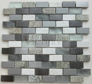 European Style Wall Background Crystal Aluminum Metal Mix Glass Stone Mosaic