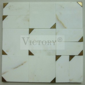 Metal Strips Embedded in Stone Mosaic for Interior Wall Decoration