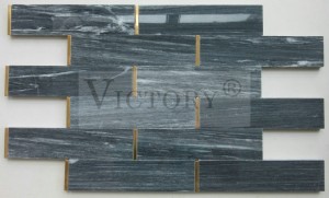 Marble Stone Mixed Golden Copper Strips Blend Mosaic for Wall and Backsplash