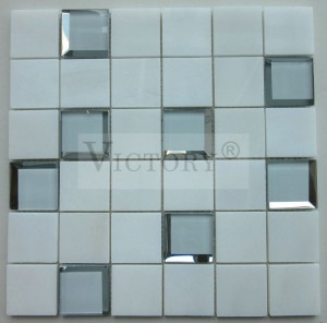 Modern Decoration Marble Stone Mix Mirror Glass Tile Mosaics Victory Bathrooms Designs Marble Mosaic Wall Mirror Glass Brick Mosaic Tile
