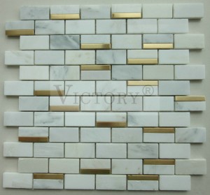 Metal Strips Embedded in Stone Mosaic for Interior Wall Decoration