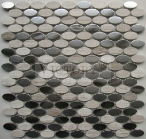 High Quality 304 Stainless Steel Mix Marble Mosaic Tile Irregular Shape Kitchen Backsplash Brushed Silver Metal Stainless Steel Mosaic