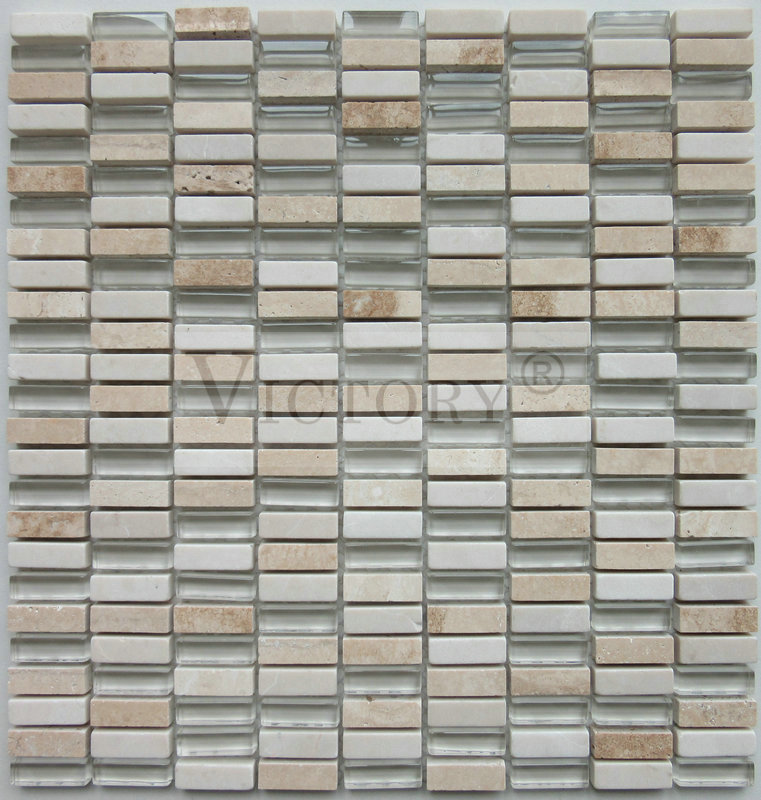 Marble Mix Glass Stone Mosaic for Interior Design Building Material Bathroom Wall Tiles Glass Stone Art Mosaic Background Decoration Natural 30*30 Tiles Marble Glass Stone Mosaic Featured Image
