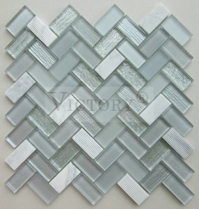TV Background Decorative Strip Mix Glass Marble Mosaic for Wall Tile Gradient Designed Modern Style Unique Natural Marble Glass Marble Mosaic Tiles