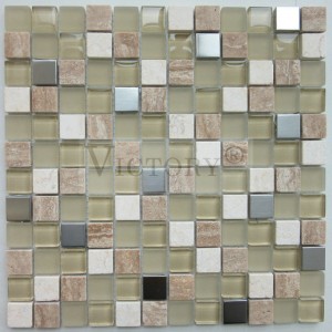 Square Mosaic Tiles Stone Mosaic Natural Stone Mosaic Tile Glass Mosaic Wall Art Glass & Stone Mosaic Tile Sheets