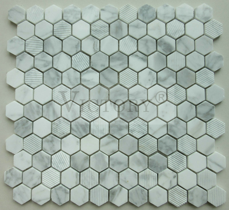 Broken China Mosaic Diy –  Wholesale Factory Hexagon Kitchen Backsplash Marble Mosaic Tile Carrara/Ajax/Emperador/PerlinoBianco Hexagon Marble Mosaic Tiles for Backsplashes Hexagon Mosaic Ti...