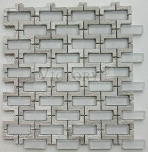 Beautiful Glass Mosaic Tile with Stone Veins for Wall in Bathroom/Kitchen Stone Wall Tile Tiles Mosaics in Marble Mosaic Patterns for Walls Waterjet Mosaic Tile Marble Mosaic Tile Backsplash Marble And Glass Mosaic Tile