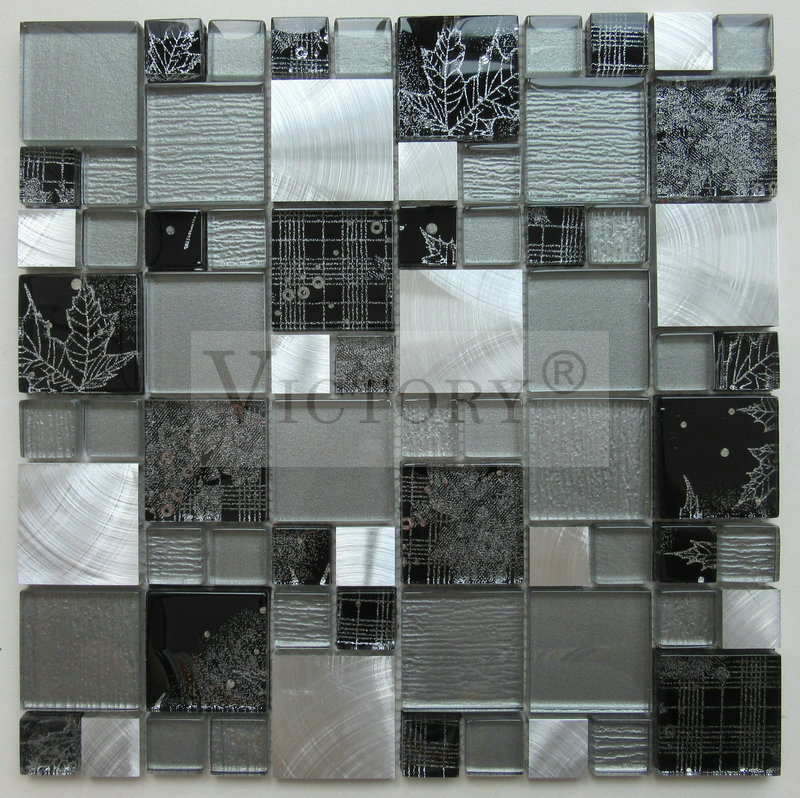 Kitchen Backsplash Mosaic Tile Mural –  Metal Mosaic Glass And Stone Mosaic Tile Mosaic Backsplash Mosaic Border Tiles – VICTORY MOSAIC