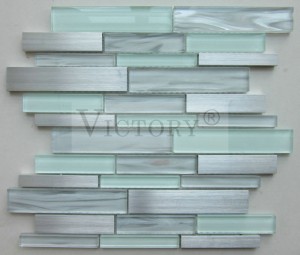 Glass and Metal Mosaic Tile Wholesale Quality Assurance Indoor Glazed Strip Glass and Metal Mosaic Tile Brown Laminated Glass Mosaic Tile with Aluminium