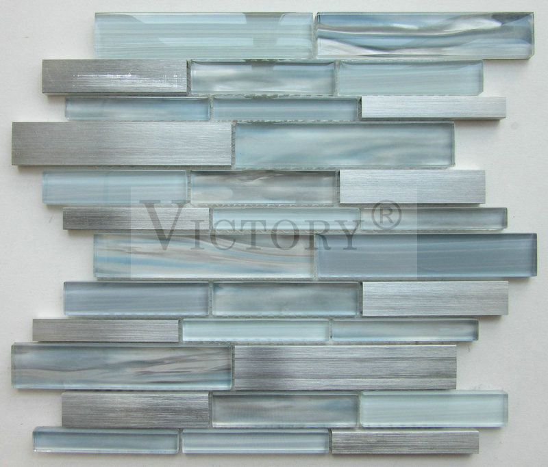 Ceramic Tile Mosaic –  Glass and Metal Mosaic Tile Wholesale Quality Assurance Indoor Glazed Strip Glass and Metal Mosaic Tile Brown Laminated Glass Mosaic Tile with Aluminium – VICTOR...
