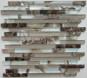 Foshan Laminated Crystal Glass Mosaic Backsplash Glass Mosaic for Kitchen Bathroom Decoration Dining Room Wall Decorative 8mm Glass Mosaic Tile Strips
