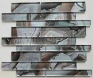 Ocean Blue Glass Seashell Mosaic Wall Tiles China Factory Strip Blue Glass Mosaic for Wall Decoration High Quality Wholesale Kitchen Bathroom Tile Crystal Strip Glass Mosaic