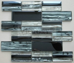 Classical Glossy Shell Mixed Wall Panel Stripe Glass Mosaic Mother of Pearl Fashion Wall Mosaic Tile Dyed Shell Mosaic for Decorations Plating Mix Texture Shinning Wired Glass Mosaic Tile for Decoration