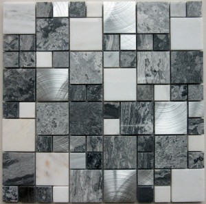 Grey Marble Mosaic Popular Design for Wall and Floor Decoration New Style Fabric Texture Design Aluminum Metal Mosaic for Modern Wall Decoration