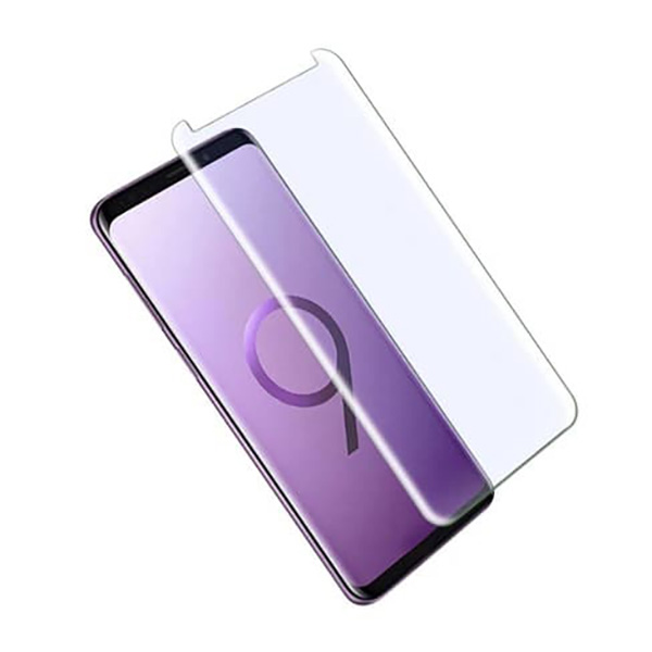 Screen Protector For Samsung Galaxy S9 Plus 6.2-inch 9H Hardness HD Clear Anti Scratch Full Edge 3D Curved UV Liquid Tempered Glass