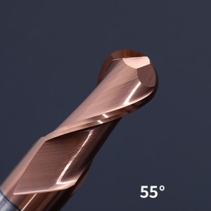 HRC 55 2-Flute Ball Nose End Mill With Coating