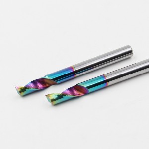 Tungsten Steel Single Flute Colorful Coating End Mill ສໍາລັບອາລູມິນຽມ