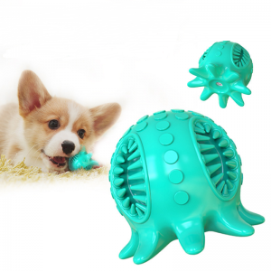Juguetes para masticar para mascotas de pulpo, limpieza interactiva de dientes, juguetes para perros chirriantes, juguete de goma para mascotas