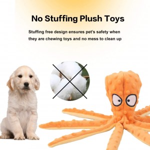 Customized Octopus Shape Plush Dog Squeaky Toys Pet Chew Toys