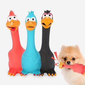 ທົນທານ Screaming Chicken Pet Chew Toys ຢາງທໍາມະຊາດ ຫມາ Squeak Toys