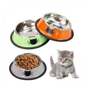 뜨거운 판매 라운드 애완 동물 먹이 그릇 미끄럼 방지 스테인레스 스틸 고양이 개밥 그릇 애완 동물 마시는 그릇