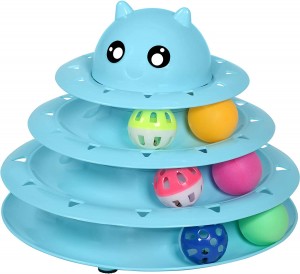 Wholesale Interactive Mai ban dariya Filastik Roller Tower Cat Toys