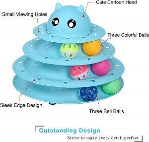 Wholesale Interactive Kataw-anan nga Plastic Roller Tower Cat Dulaan