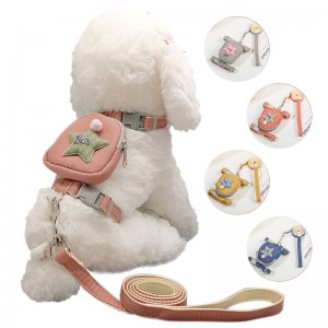Soft Soft Adjustable Star Pattern Backpack Pet Harness Set