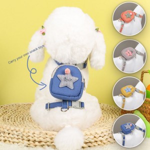 Soft Adjustable Star Pattern Backpack Pet Harness Set
