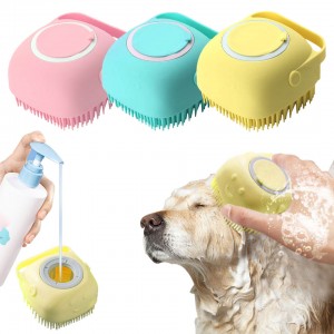 ຂາຍຍົກ ທົນທານ Soft Silicone Pet Grooming Brush
